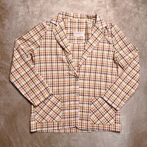 Vintage 70s Rhapsody Seersucker Checkered Plaid Blazer Jacket Retro Western